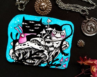 Mini-Acrylbild mit Magnet KATZE 1