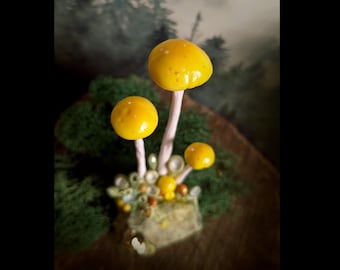 Little Wonders No. 18 - mini garden decoration, fairy garden, moss, crystal garden, mushroom decoration, crystal, mushrooms