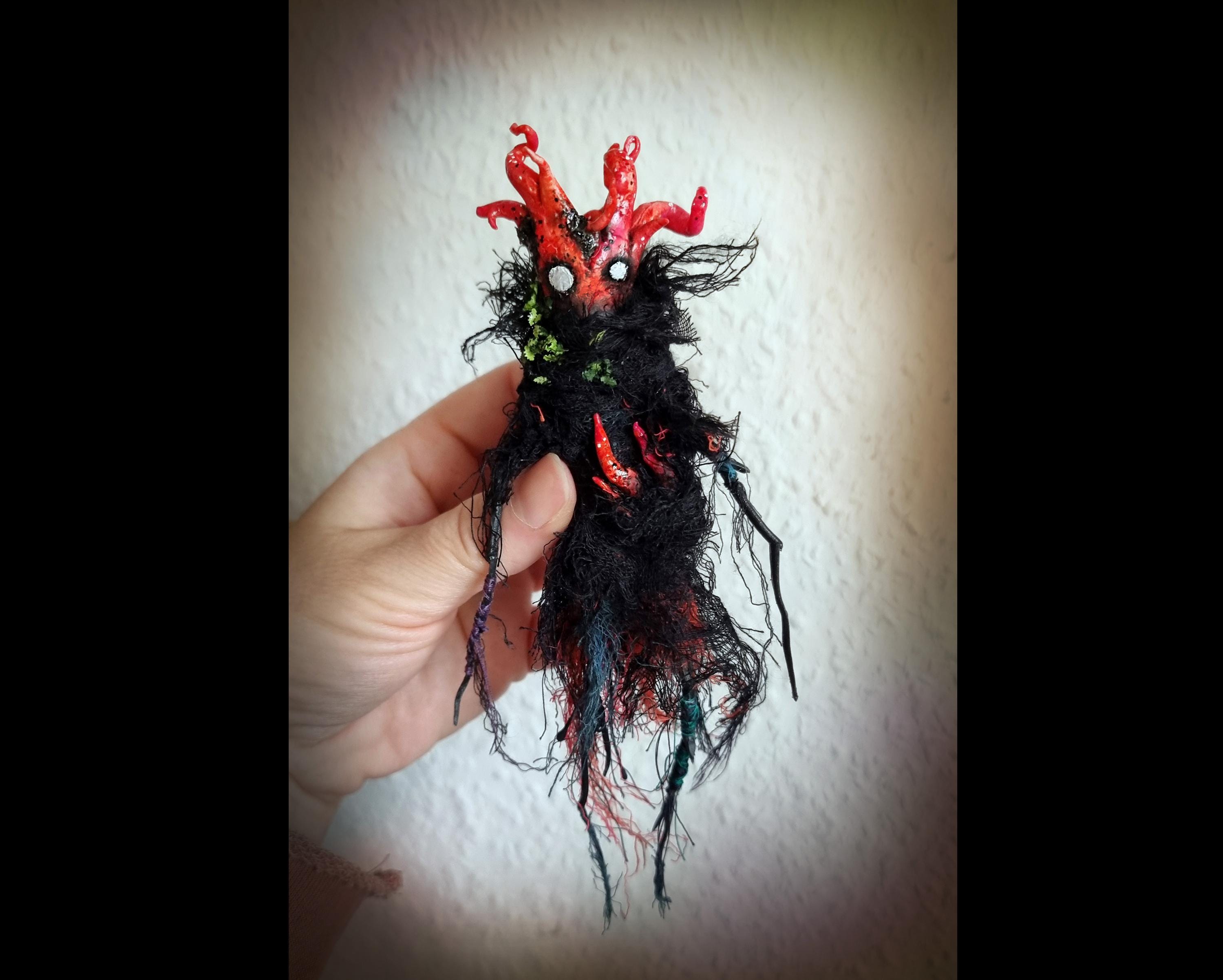 Zombie Stinkhorn [No. 2] - art doll, mushroom decor for witchy house Aseroe rubra fungus