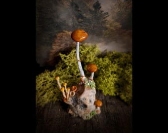 Little Wonders No. 17 - mini garden decoration, fairy garden, moss, crystal garden, mushroom decoration, crystal, mushrooms