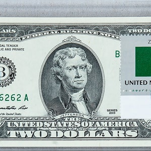 Zwei Dollar Briefmarken *US 2 Dollar Schein *Papiergeld *Federal Reserve Banknote *Business Dekoration * Hotel Dekor * Anlagegeschenke * Sambia Flagge