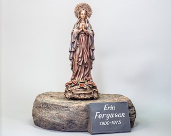 Adult Cremation Urn Human Ashes *Memorial Burial Box *Religious Funeral Cemetery Sculpture Virgin Mary *Special Artistic Keepsake Outdoor