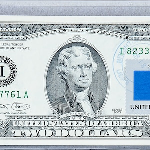 Geldscheine US *2 Dollar Bill *Federal Reserve Bank *Zwei Dollar *Papiergeld Geschenk *Gem Stempelglanz *Country Flagge St. Lucia *USPS Briefmarke
