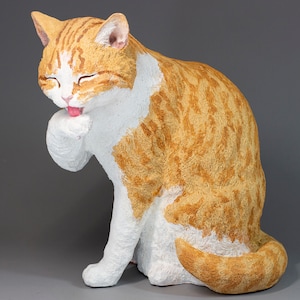 Orange Cat Urn *Pet Memorial Custom Paint *Unique Cremation Statue Ashes *Animal Loss Grave Decor Funeral Tribute Sculpture Remembrance Gift
