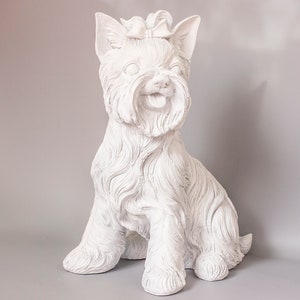 Yorkie Memorial Statue Ready to Paint *Yorkshire Terrier Sculpture Unpainted *Garden Figure Pet *Funeral Sympathy Gifts *Keepsake Yard Decor