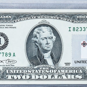 US Notenbank Note *2 Dollar Note *Zwei Dollar Banknote *Papiergeld US *Gem Unzirkuliert *Währungsnotizen *Briefmarken