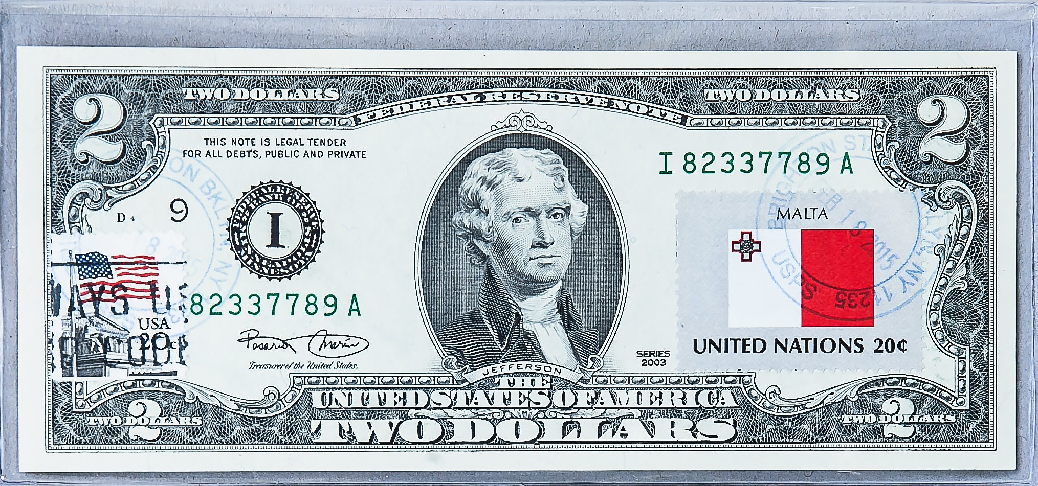 Federal Reserve Bank Note *2 Dollar Bill *two Dollar Banknote *paper ...