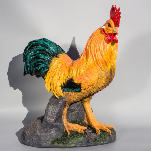 Rooster Sculpture *Cockerel *Chicken Statue *Farm Animal Decoration *Large Figure Bird Outdoor *Country Yard Garden Ornament Lifelike Bantam