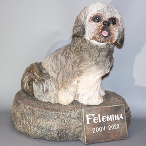 Shih Tzu Urn Ashes *Cremation Statue Dog *Pet Memorial Headstone *Unique Grave Decor Plaque Personalized *Outdoor Keepsake Casket Box Animal