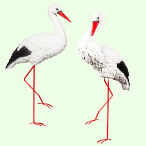 Pair Birds Garden Decor *Stork Sculpture *Wildlife Statue Animal Realistic *Back Yard Outdoor Lawn Flowerbed Figure *Family Babyshower Gifts