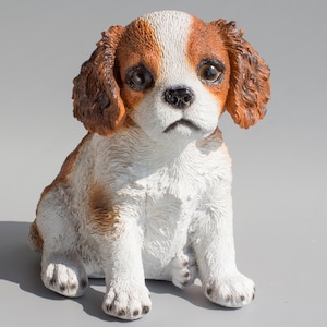 King Charles Spaniel Memorial *Sitting Dog Sculpture *Cocker Cavalier Home Decor *Outdoor Garden Figurine Pet *Funeral Keepsake Puppy Statue
