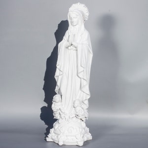 Our Lady Statue *Virgin Mary Figurine *Christian Sculpture White *Mother of Jesus Statuary *Holy Madonna Praying Halo *Religious Decor Angel