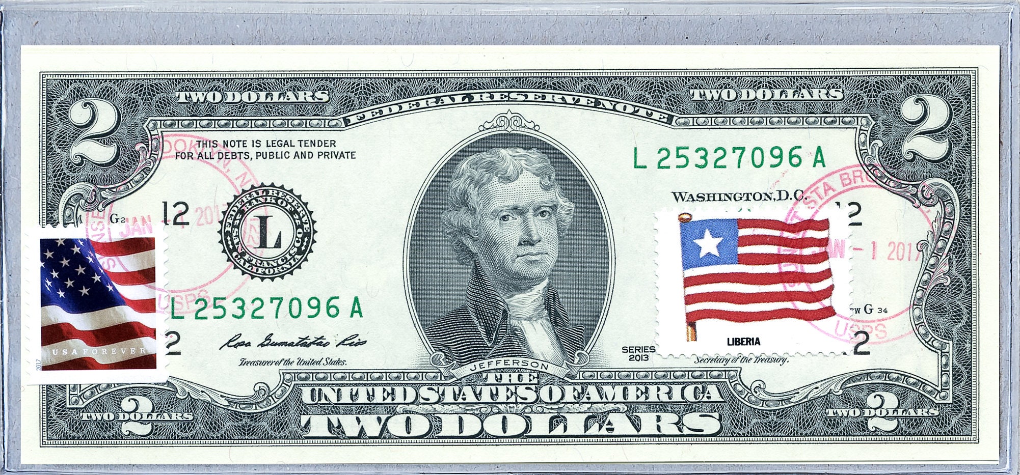Billetes de moneda Billete de 2 dólares Papel moneda EE.UU. Reserva ...