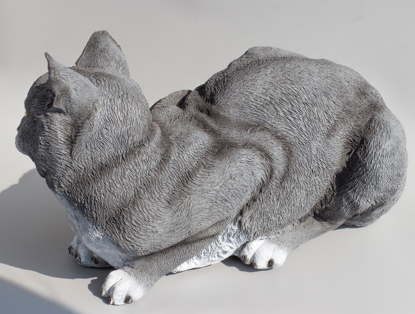 Gray Cat Statue Pet Sculpture Shorthair Cat Figurine Large Etsy