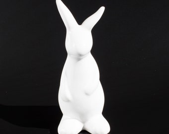 Hare Sculpture *Bunny Rabbit Statue *Animal Figure Decor *Figurine White Ceramic Glazed *Home Interior Keepsake *Easter Ornament *Gifts Her