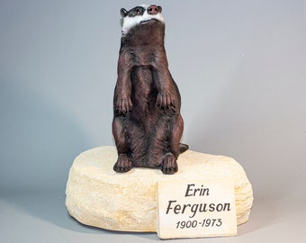 Wildlife Remembrance Urn Human Ash Holder *Unique Cremation Memorial Sculpture Badger *Burial Artistic Keepsake Adult Home Funeral Container