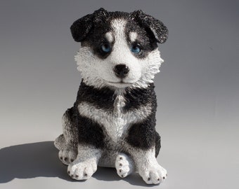 Siberian Husky Statue *Memorial Dog Figurine *Pet Loss Sculpture *Funeral Keepsake Grave Decor *Home Garden Doggy Lover Remembrance Gift