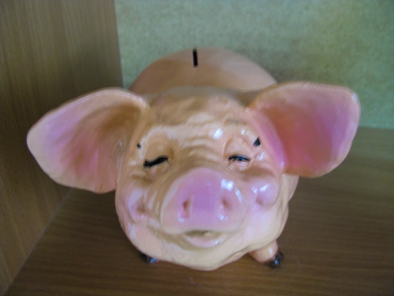 Large Piggy Bank Pig Statue Money Bank Animal Sculpture Smiling Money Box Saving Cash Piglet Figurine Coin Bank For Kidds Adult Gift - 