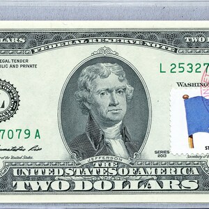 Banconota da 2 dollari USA *Carta moneta *Banconota della Federal Reserve *Francobolli da due dollari *Bandiera di Santa Lucia *Banconota Gemma Unc *Arredo per ufficio *Regalo per lui