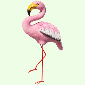 Flamingo Sculpture *Wildlife Statue *Garden Decor Bird *Tropical Figurine Metal Paws *Large Outdoor Yard Keepsake *Exotic Pink Flowerbed Art