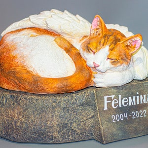 Cat Angel Wings Memorial *Pet Funeral Grave Headstone *Sleeping Cat Custom Paint *Rock Remembrance Plaque *Kitty Loss Sympathy Gift Keepsake