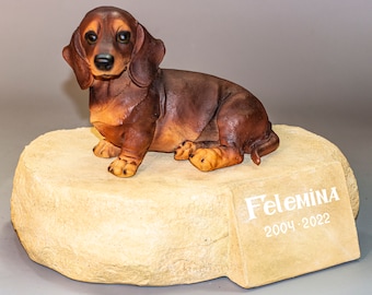 Dachshund Memorial Urn *Cremation Statue Pet Ashes *Dog Tombstone Personalized *Unique Grave Marker *Keepsake Decor *Animal Remembrance Gift