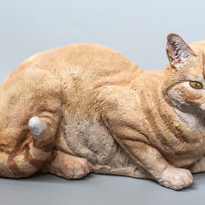 Cat Urn Ashes Holder *Cremation Statue Custom Paint *Pet Memorial *Remembrance Burial Casket *Orange Keepsake Funeral Sculpture Realistic