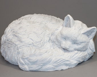Longhaired Cat Urn Unpainted *Fluffy Pet Keepsake Memorial *Cremation Statue Ready to Paint *Unique Ashes Box Sculpture *Animal Grave Decor