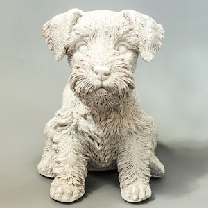 Schnauzer Statue Unpainted *Sitting Dog Memorial Ready to Paint *Garden Sculpture Pet *Terrier Funeral Keepsake *Figurine Home Outdoor Decor