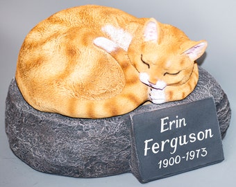 Cat Urn Human Ashes *Cremation Memorial Statue Outdoor *Adult Burial Artistic Keepsake Box Plaque *Unique Remembrance Funeral Souvenir Large