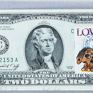 1976 Two Dollar US *Papiergeld Währung *Federal Reserve Note *2 Dollar-Schein *Banknote Unikat *Kinder Geschenke *Innendekoration *USPS Hund