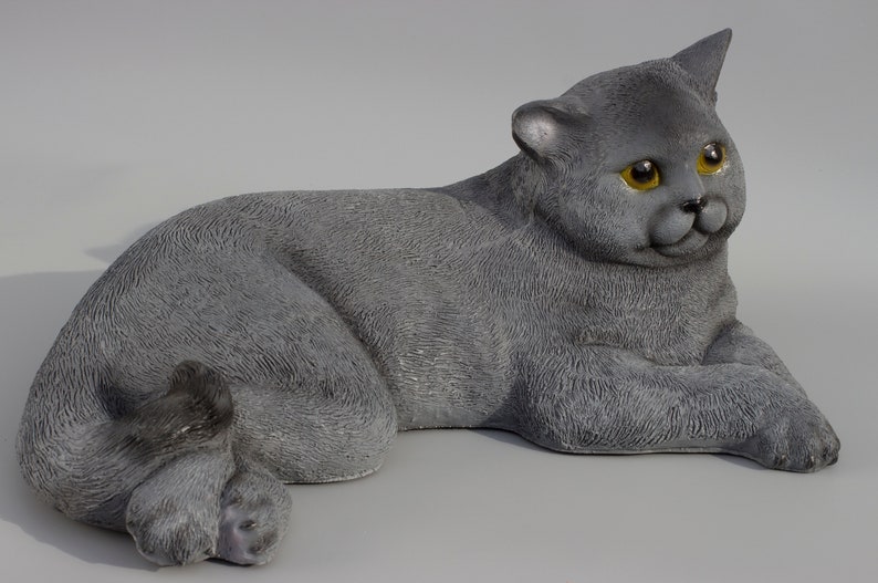 British Shorthair Cat Large Cat Statue Gray Cat Figurine Etsy