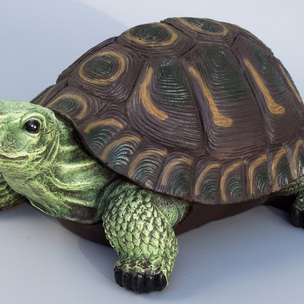 Turtle Urn *Tortoise Sculpture *Pet Ashes Urn *Memorial Grave Ornament *Cremation Keepsake Statue Yard *Exotic Animal Funeral Decor Figurine