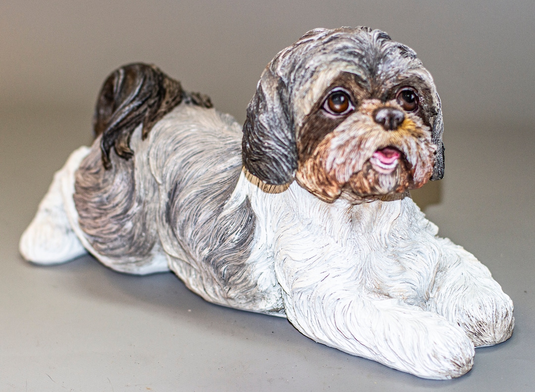 Shih Tzu Cremation Urn unique Pet Casket memorial Statue Dog Ashes