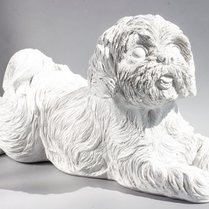 Bolonka Sculpture Unpainted *Dog Memorial *Maltese Statue Ready to Paint *Garden Decor Figurine Pet *Outdoor Funeral Keepsake Sympathy Gifts
