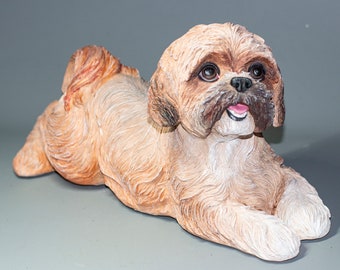 Shih Tzu Urn Dog Ashes *Unique Pet Memorial *Cremation Statue Custom Paint *Animal Burial Casket *Funeral Sculpture Tribute Remembrance Gift