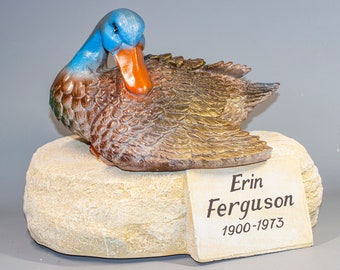 Duck Urn Human Ashes Holder *Hunter Cremation Memorial Sculpture Bird *Adult Burial Wildlife Funeral Keepsake *Special Artistic Remembrance