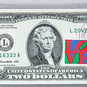 Papermoney US *2 Dollar Briefmarken *Zwei Dollar Scheine *Federal Reserve *Banknoten Sammlerstück *Währungsnotizen *Kuvasz Liebhaber Dekor *Geschenk für Kapitalanleger