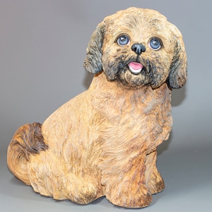 Casket Pet Urn *Shih Tzu Statue Ashes Custom Paint *Cremation Burial Keepsake Dog *Unique Funeral Memorial Outdoor *Animal Remembrance Gifts