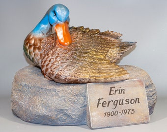 Hunter Urn for Ashes *Human Cremation Memorial Statue Duck Outdoor *Adult Burial Wildlife Bird Artistic Keepsake *Unique Funeral Remembrance