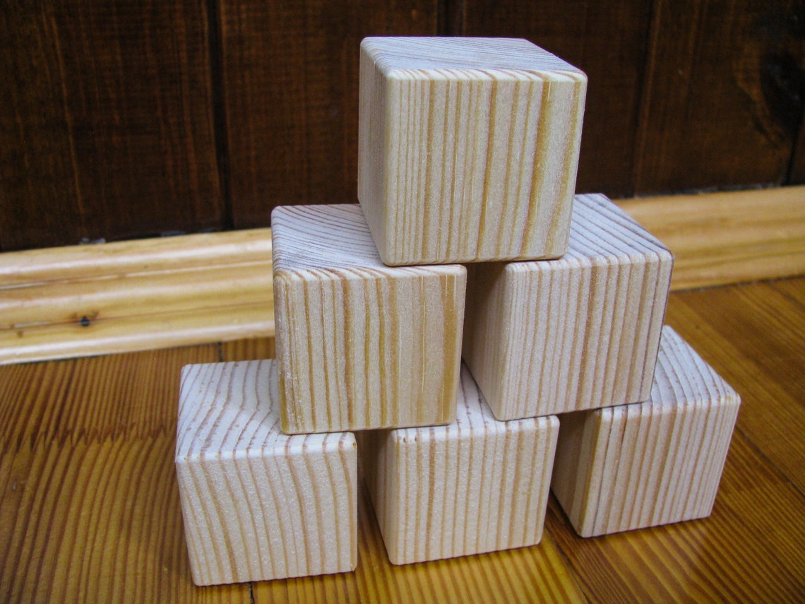 Wooden Blocks Unfinished wood Building Cube natural Pine Eco Etsy