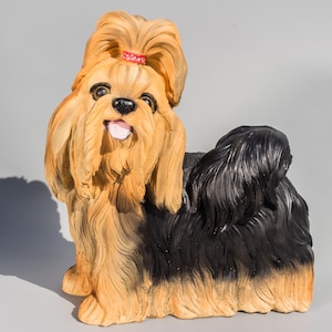 Dog Coin Bank Large *Piggy Money Box Animal *Yorkshire Terrier Sculpture *Cash Storage Keepsake Interior Decor *Unusual Business Gifts Adult