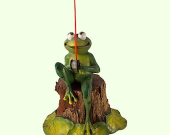 Statue Toad *Large Garden Frog *Fisherman Figurine *Sculpture Amphibian *Pond Lake Pool Decor *Outdoor Ornament *Anuran Hoptoad *Funny Gifts