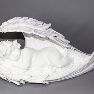 Guardian Angel Statue *Religious Child Grave Decor *Christian Memorial Gifts *Garden Sculpture Sleeping Baby Wings *Unique Keepsake Outdoor