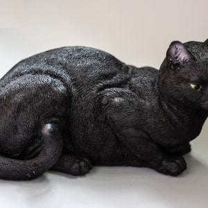 Black Cat Statue Memorial *Garden Sculpture Animal Realistic *Grave Decor Large *Funeral Figurine Outdoor *Pet Loss Sympathy Gifts Keepsake