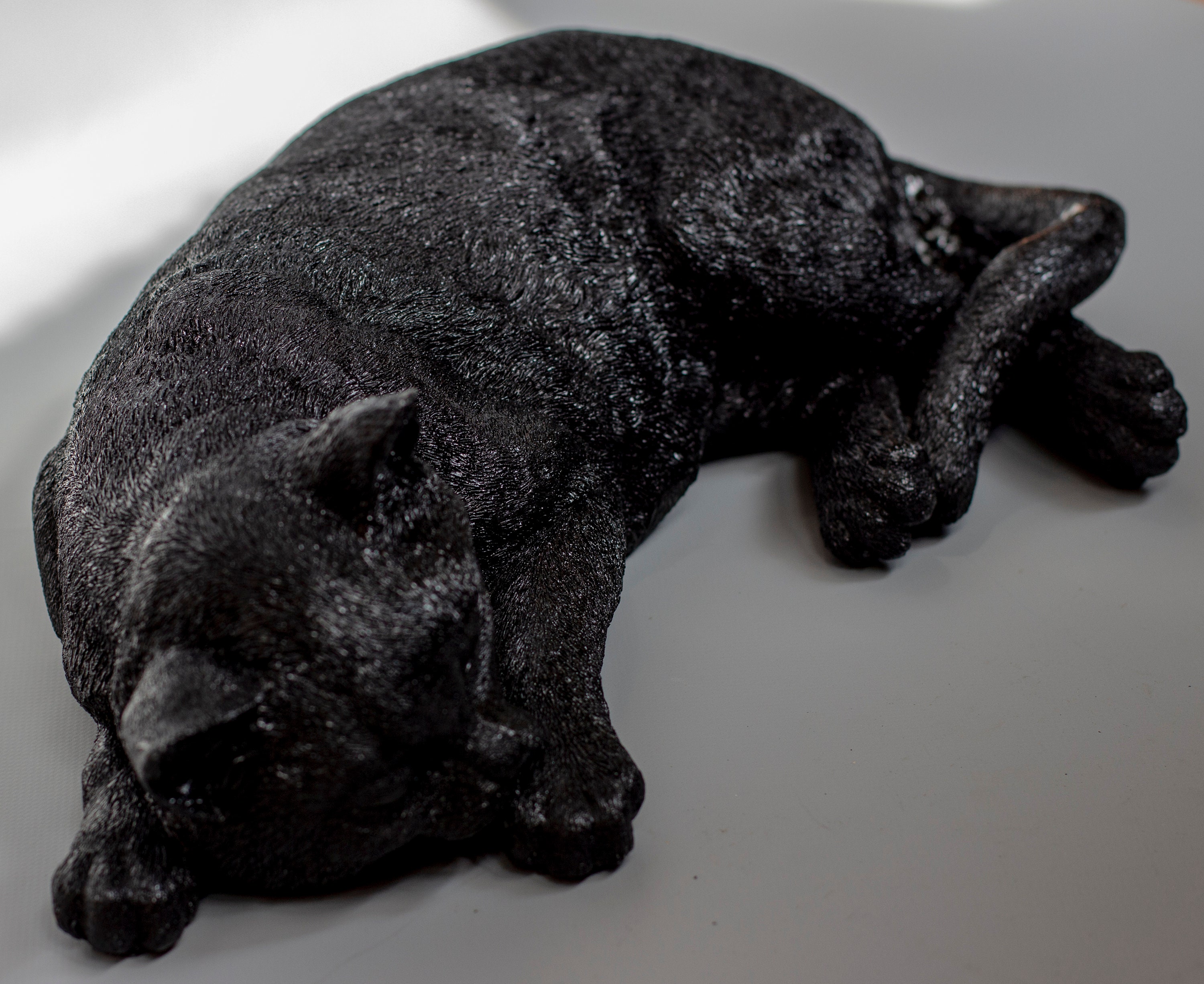 Urn Sleeping Cat Black Cremation Urn Pet Ashes Memorial Etsy