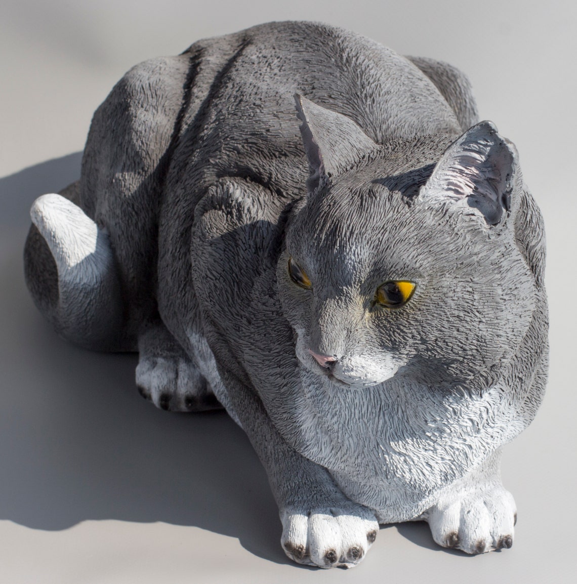 Gray Cat Statue Pet Sculpture Shorthair Cat Figurine Large Etsy