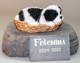 Shih Tzu Urn *Sleeping Dog Memorial Stone *Cremation Figurine Pet Ashes Holder *Unique Burial Keepsake Plaque Funeral Casket Condolence Gift