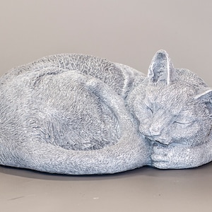 Cremation Urn Cat Ashes *Sleeping Pet Memorial Statue *Unique Burial Casket *Funeral Keepsake Outdoor Sculpture *Kitty Loss Bereavement Gift