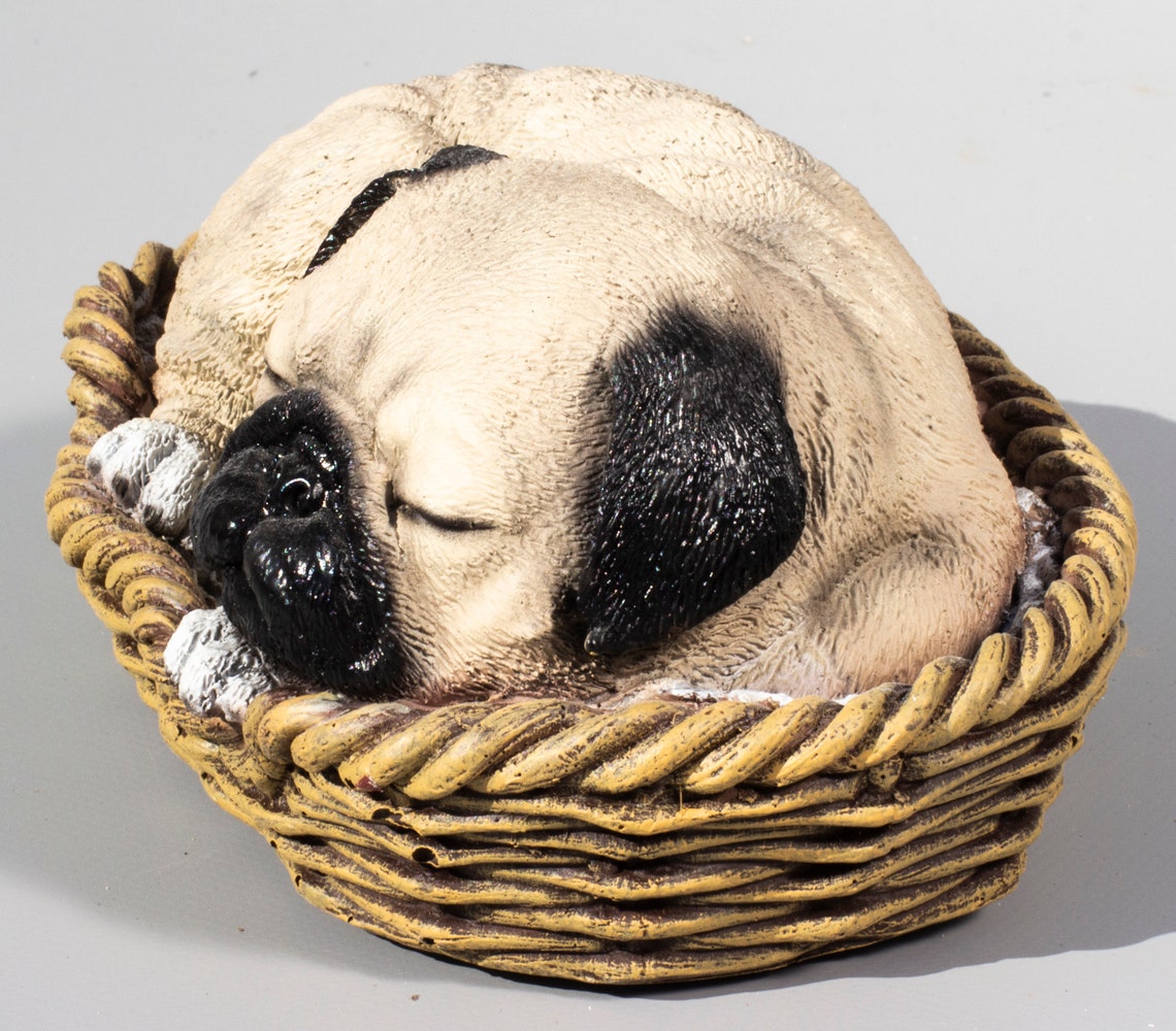 Pug Figurine Sleeping Dog Statue Home Sculpture Pet Outdoor Etsy